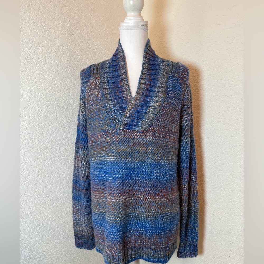 Prana Claus Sweater Sz Medium Blue Cottagecore Oversized Outdoor Wool blend